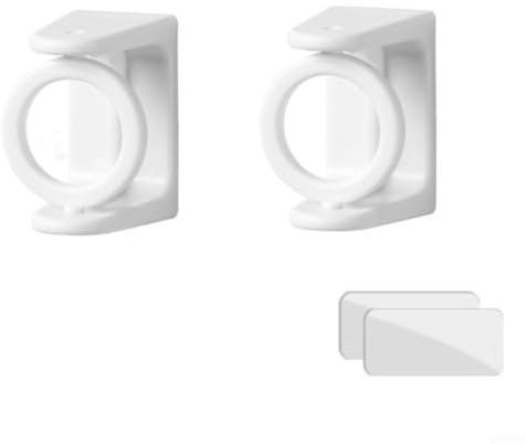 2 ganci regolabili per asta per tende a rotazione per bagno e cucina, facili da montare su superfici lisce senza forare, materiale plastico con forte adesione (bianco)