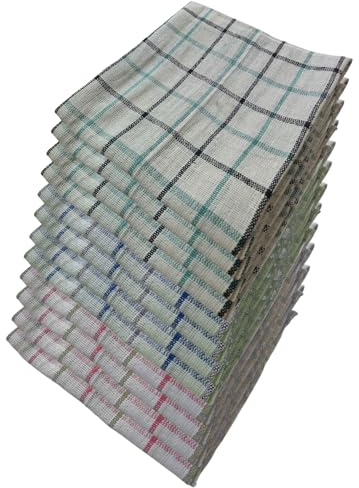 GX GARGIX Set pacco da 12 strofinacci canovacci in cotone TINTO FILO 50x70 cm (SMR-2)