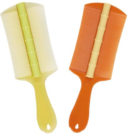 ZORVYN 2 PCS Peine Antipiojos y Anticaspa de Doble Cara con Mango, Peines para Hombres, Mujeres, Adultos, Niños, Gatos y Perros (Verde + Naranja)
