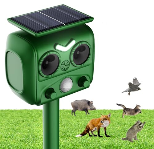 Ultraschall Katzenschreck Garten,Marderschreck 8m 110° Ultraschall Solar Hundeschreck mit LED Licht,Wasserfest,Katzen Vertreiben Garten Abwehr Gegen Katzen,Fuchs,Vogel,Rehe,Tauben,Waschbären Outdoor