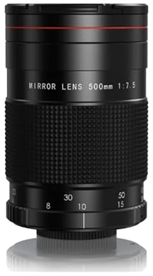 Camera Lens, Objectif Reflex à Miroir téléobjectif 500 mm f/7.5 à Mise au Point Fixe, Compatible avec Les appareils Photo Canon, Nikon, Sony, Olympus M43 et Pentax.