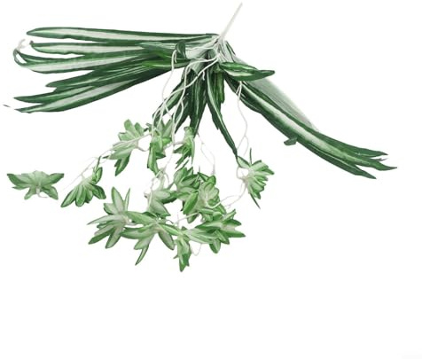 Besttoolifes Silk Artificial Chlorophytum Orchid Grass Fake Plant, 5 Heads Hanging Houseplant Decor for Home Garden Indoor