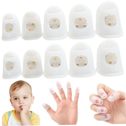 10 unidades de prevención de morderse las uñas para niños, física disuasoria de chuparse el pulgar, funda protectora de silicona, fundas reutilizables para los dedos para protección diaria, decoració