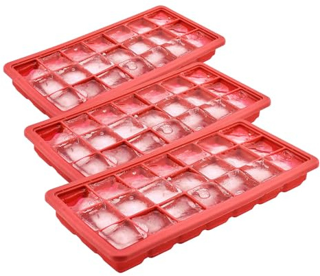 Jata Hogar AC40 - Cubiteras para Hielo Silicona. Cubiteras para Hielo Grande con Tapa. Molde de 21 Cubitos. Cubitos de sabores, cócteles, frutas, chocolate, salsas (Paquete de 3)