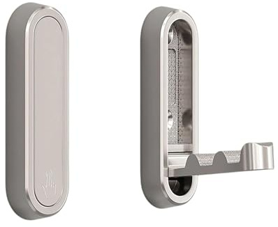 DDSTTLK 2er-Pack faltbare Kleiderhaken – unsichtbarer, klappbarer, einziehbarer Wandhaken – robustes, platzsparendes devise(Silver)