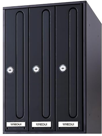 ARREGUI Front Vertical Buzón de Comunidad para Interior | Buzones para Comunidades de Vecinos | Acero Lacado Negro | DIN A4 | 40 x 32 cm (Alto x Fondo) | Cerradura Seguridad EN 13724 | 3 Buzones