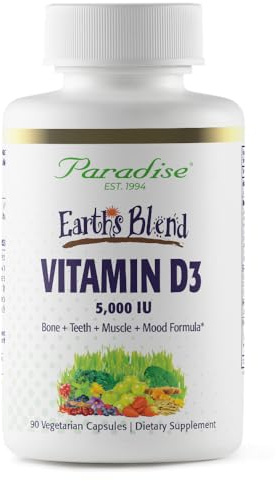 Paradise Herbs Earth's Blend Vitamin D3, Superfoods Base of Probiotics and Organic Alkalizing Greens, Veggies & Berries, 90 Vegetarian Capsules