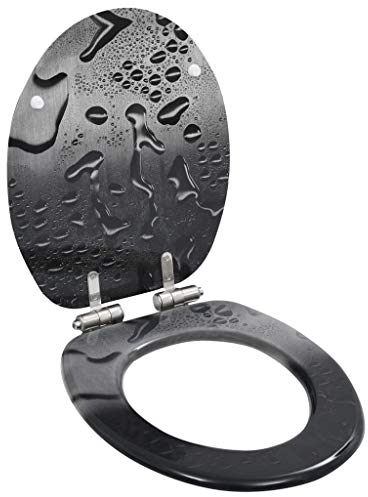 vidaXL Toilettensitz mit Soft Close Deckel Absenkautomatik Wassertropfen-Design WC Sitz Brille Toilettendeckel Klodeckel Klobrille Toilettenbrille MDF