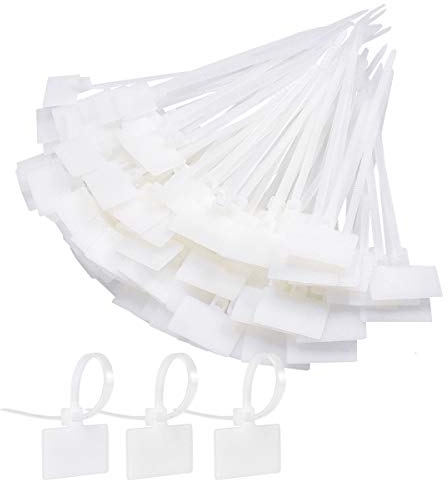 Fodlon 200 x White Plastic Cable Ties for School, Garden, Office, Wall, Car