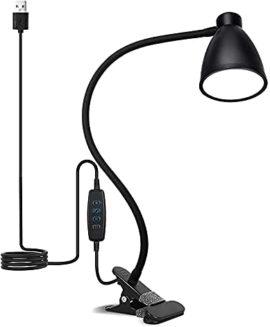 Semlos 38 LED Clip on Light, USB Desk Light, Reading Lamp for Bedroom Tabletop, 3 Color Modes 10 Dimming Brightness Desk Lamps, Adjustable Gooseneck, Auto Off
