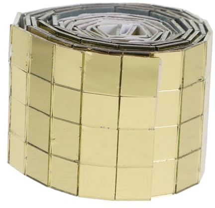 HEALLILY 1 Rolle Selbstklebende Mini Spiegel Echtglas Spiegel Mosaik Fliesen Aufkleber Fliesenaufkleber Basteln für Küchen Bädern Fliesen Dekorative Handwerk DIY Golden