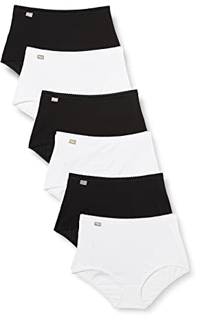 Playtex Femme Lot de culottes Maxi Coton Stretch Culotte, Blanc/Noir, L