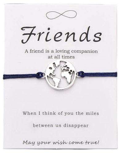 Handgemachtes Armband,Handgefertigtes Freundschaftsarmband Hohle Weltkarte Charm Doppelschicht Wunschseil Trendy Zarte Schmuck Bff Armbänder Verstellbares Glücksarmband Knöchelarmband Für Frauen