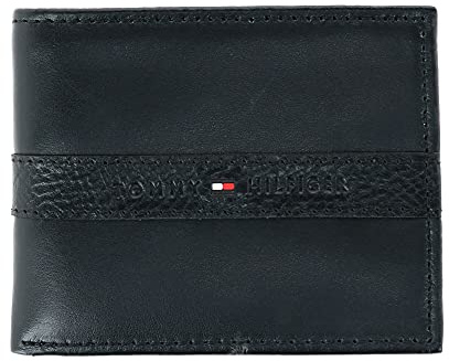 Tommy Hilfiger Herren Leder Ranger RFID Bifold b枚rse mit M眉nzfach, schwarz, Einheitsgr枚脽e