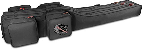normani Angeltasche Rutentasche mit 3 Rutenkammern für 6 Ruten 1,25 m RodBox Triple Farbe Dunkelschwarz