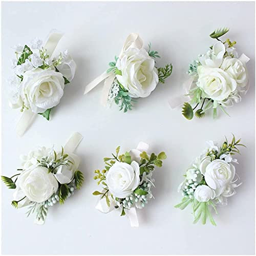 Boutonniere Brautigam Handgelenk Blume Hochzeit Blume Ansteckblume Damen Männer Hochzeit rustikale weiße Braut Handgelenk Corsage Brautjungfer Groomsmen Party Meeting persönliche Dekorationen llxyz