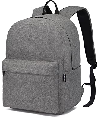 Schulrucksack College-Rucksack, leichte Schultasche, stilvoll, lässig, Tagesrucksack, College, Reisen, Arbeitstasche für Jungen und Mädchen, passend für 15,4-Zoll-Laptop (Grau)