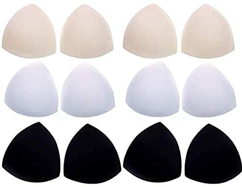 6 paia di inserti per reggiseno push up per reggiseno sportivo, costume da bagno e bikini, inserti triangolari, 3 colori, 13 x 13 cm