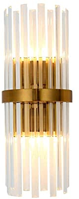WFZRXFC 18-Zoll-Moderne Kristall-Wandleuchte, kreativ, E14, 2-Lichter, Innendekoration, Wandleuchte, Wandleuchte, gebürstetes Messing-Finish, für Badezimmer, Schminkspiegel, Schlafzimmerbeleuchtung