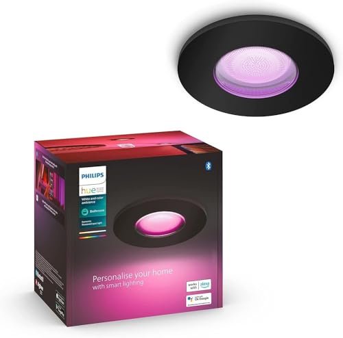 Philips Hue White & Color Ambiance Xamento Einbauspot 1-er Pack, schwarz, 16 Mio. Farben, dimmbar, steuerbar via App, kompatibel mit Amazon Alexa (Echo, Echo Dot). alte Generation
