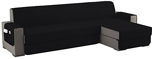 sevi's Sofabezug L Form 250cm Wasserdicht, Sofa überzug Ecksofa Reversibel Kratzfest Fleckenresistent - Sofa Cover für Katzen und Hunden - Schwarz