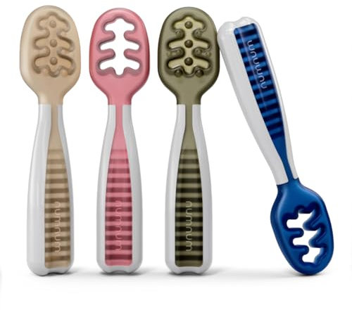 NumNum GOOtensil Esslernlöffel Babylöffel Set ab 6 Monaten - Beikost Baby Zubehör BLW - BPA frei Silikon Löffel Selber Essen - Baby Led Weaning Self Feeding Spoons (Neutral)