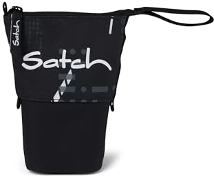 Satch Pencil Slider extra groß inkl. Trennfach Reißverschlussfach Stiftehalter Geodreieck Sichtfenster für Stundenplan Ninja Matrix - Schwarz