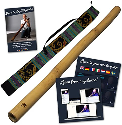 Australian Treasures - Didgeridoo de bambú natural incluyendo curso online Didgeridoo y respiración circular