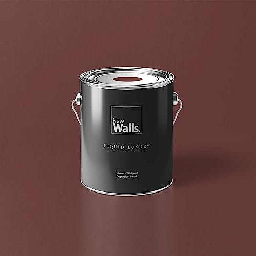 New Walls Premium Wandfarbe Rot, Kastanienrot Liquid Luxury Dispersionsfarbe für Innenräume – 5 L