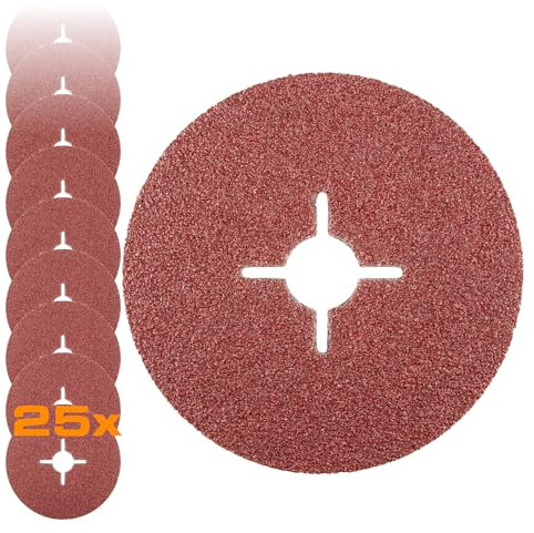 RHODIUS KFS | 25 Stück Ø 125 mm K36 Fiberscheiben | für Winkelschleifer | Schleifscheibe Metall | Fiberschleifscheibe, Schleifblatt