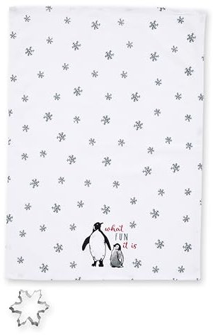 Cooksmart Tea Towel & Cookie Cutter Sets What Fun Tea Towel & Cutter Set For Kitchen | Lovely Kitchen Accessories For Home & Restaurent | Ideal Kitchen Towel For Everyday Use