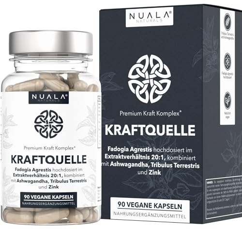 NEU! KRAFTQUELLE - Fadogia Agrestis hochdosiert - entspricht 20.000 mg pro Tagesdosis (1000 mg x 20:1 Extraktverhältnis) - Mit Tribulus Terrestris, Ashwagandha und Zink