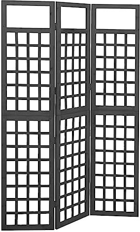 Schlafzimmer-Paneele Garten-Sichtschutzwände paravent Balkon Abtrennung trennwand raumteiler3-tlg. Paravent/Spalier Massivholz Tanne Schwarz 121x180 cm