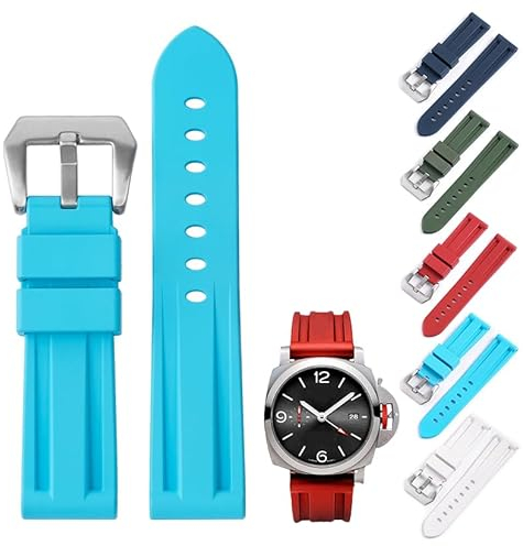 Generic FKM Gummiband für Panerai-Uhren mit Schnalle, Ersatz-Uhrenarmbänder für Panerai-Uhren, mehrere Farben (24 mm, Türkis)