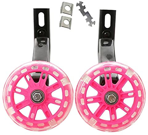 Fahrrad-Stützräder, Fahrrad-Trainingsräder, 1 Paar Fahrradstabilisatoren Stützräder, verstellbare Fahrradstützräder for 12 14 16 18 20 Zoll (Color : Pink, Size : 20in)