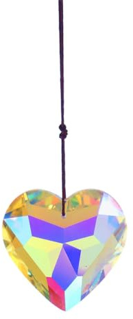 QRZLP Herz-Kristall-Sonnenfänger, klarer Glaskristall, Pfirsichherz, Prismenanhänger, Regenbogenmacher, hängende Dekoration für Fenster, Innen- und Außenbereich, Garten, Hochzeit, Party, Auto-Anhänger