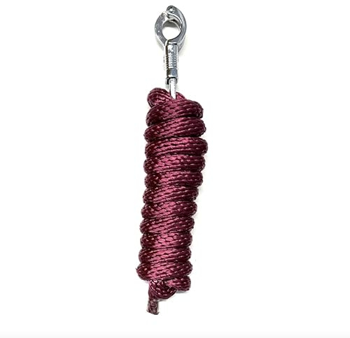 JA4009 Führstrick Pferd Anbindestrick mit Karabinerhaken oder Panikhaken 2 m in vielen Farben (Wein, Panikhaken)