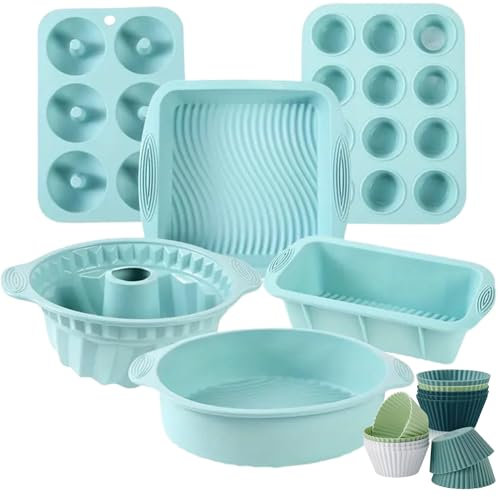 VARITEM Set 18 piezas Moldes de silicona reposteria Molde silicona horno Molde donuts - Moldes silicona para air fryer, moldes bizcocho molde silicona antiadherente Hasta 300° Certificación libre BPA