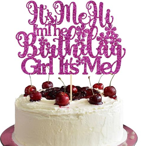 Ephlyn 1Pc It's Me Hi I'm the Birthday Girl It's Me Cake Topper Funny Birthday Cake Decoration for Girls Birthday Party Hip Hop Singer Birthday Party Decorations Purple