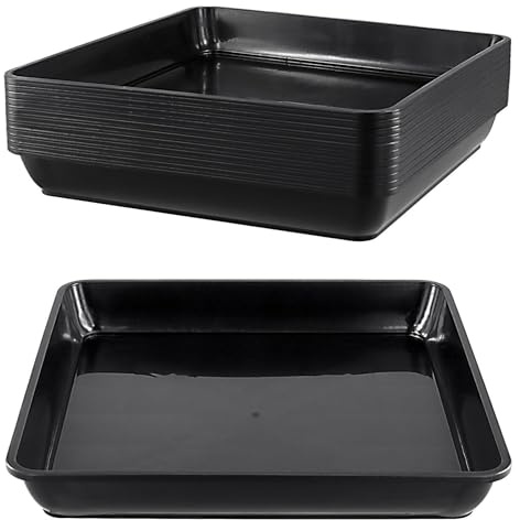 TAICHEUT Lot de 12 soucoupes carrées noires de 30,5 cm pour pots de fleurs, 29 x 4 cm, plateaux de fleurs carrés en plastique pour intérieur, extérieur, jardins