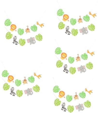 WESIEVYA 5sätze Geburtstag Banner Mit Tieren Und Blättern Dekorative Partydeko Für Kindergeburtstage Selbst Zusammenstellbar Farbenfroh Und Einzigartig
