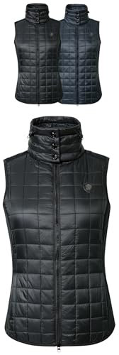 Covalliero - Damen Combiweste | taillierte Steppweste | Reitweste mit Doppelkragen & 2 Taschen | leichte Pufferweste | Sportweste aus Polyester | Reitbekleidung in Black | Größe L