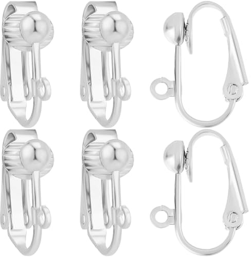 Beebeecraft 1 Box Mit 36 Ohrclip Verbindern 925 austauschbare Messing plattiert Ohrclips Aus Sterlingsilber Nicht Durchbohrte Ohrclip Komponenten Mit Offener Schlaufe Und Flacher Rückseite