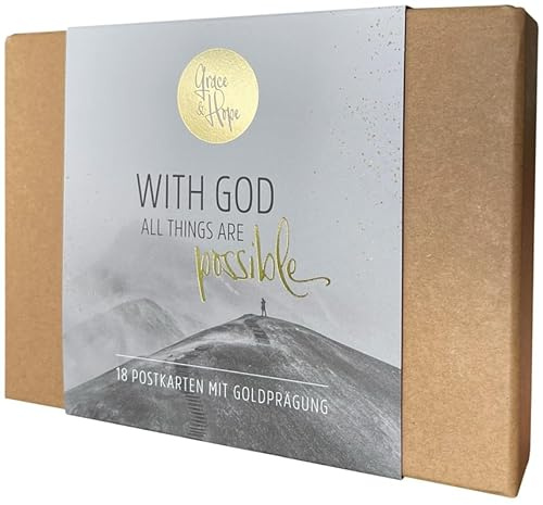 With God all things are possible - Postkartenset: 18 Postkarten mit Goldprägung (Grace & Hope)
