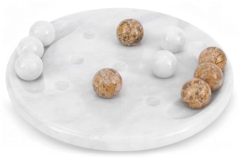 Radicaln Marble Tic Tac Toe Brettspiel, 25,4 cm, Weiß und Koralle, handgefertigt, für Erwachsene, Brettspiele für Gehirnspiel, ideales Tic Tac Toe, Strategie-Brettspiele für Couchtischdekoration