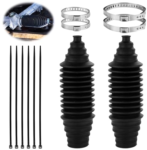 2pcs Soufflet de Crémaillère de Direction pour Voiture, Kit de Soufflets de Biellette de Direction Intérieure en Silicone avec 4 Pinces de Verrouillage et 6 Attaches de Câble Accessoires