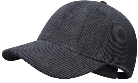 GADIEMKENSD Cappello classico di velluto a coste per uomini donne moda berretto da baseball tinta unita Vintage basso profilo Trucker Hat Cappelli invernali per viaggi all'aperto Shopping Grigio scuro