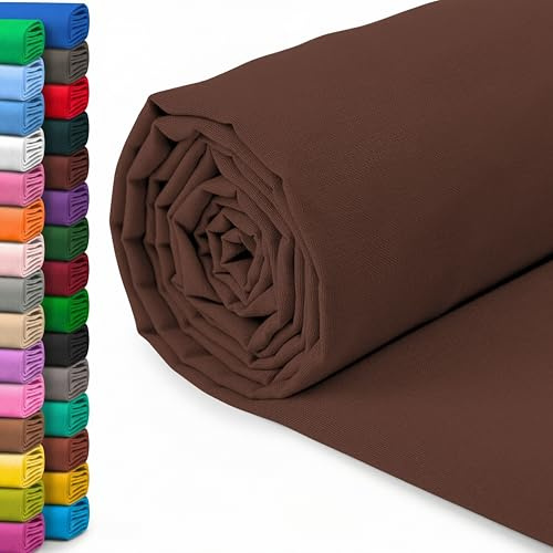 A-Express 100% Baumwollstoff - 150 cm (60 Zoll) Breit – Uni Baumwoll stoff Meterware - Ideal für Patchwork, Nähen, Vorhang, Futter, Bettwäsche, Schneiderei, Kissenbezüge - Kaffeebraun 0.5 Meter