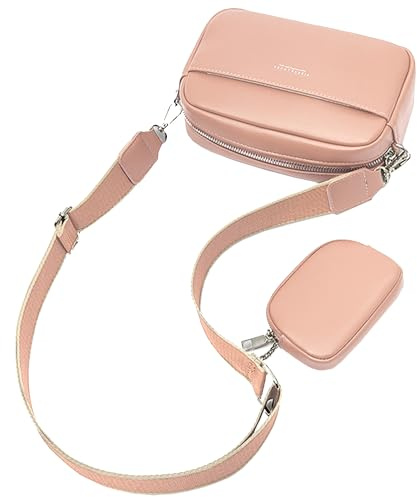 Damaxelväska med kedjerem, 2-i-1 multifunktionell crossbody-väska med avtagbar miniplånbok, modern axelväska, ROSA