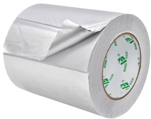 BOMEI PACK Nastro adesivo in foglio di alluminio da 1 pezzi, nastro adesivo isolante in foglio di alluminio 150mm × 25m per condotti e tubi